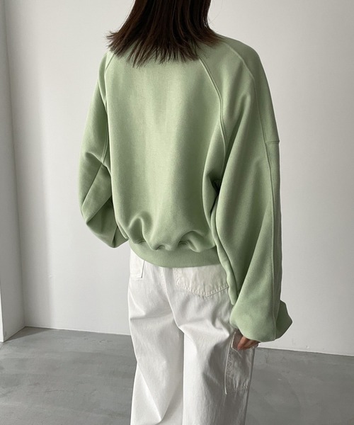 CANAL JEAN（キャナルジーン）の「El mar(エルマール) コットンクルーネック裏毛トレーナー（スウェット・レディース・ライトグリーン/ホワイト/クリーム・ONE SIZE）」の11枚目の写真