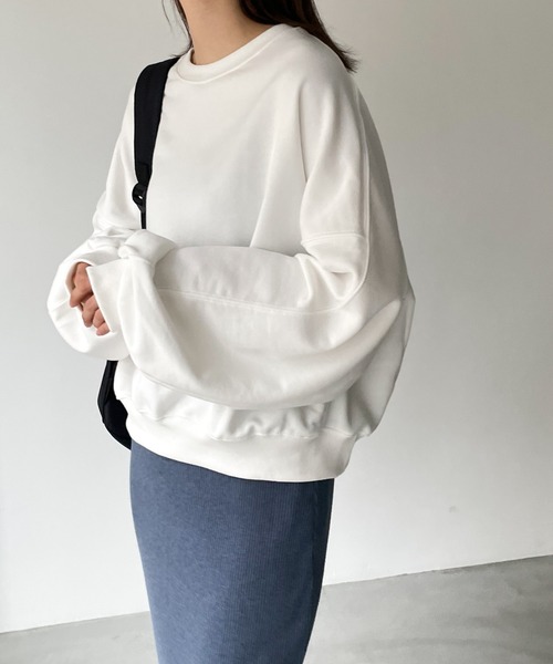 CANAL JEAN（キャナルジーン）の「El mar(エルマール) コットンクルーネック裏毛トレーナー（スウェット・レディース・ライトグリーン/ホワイト/クリーム・ONE SIZE）」の4枚目の写真