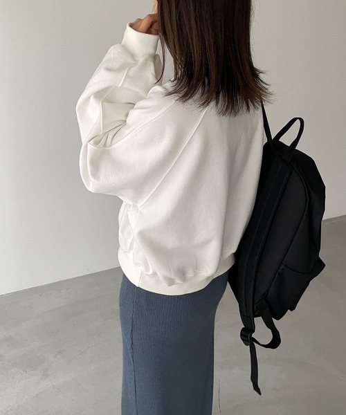 CANAL JEAN（キャナルジーン）の「El mar(エルマール) コットンクルーネック裏毛トレーナー（スウェット・レディース・ライトグリーン/ホワイト/クリーム・ONE SIZE）」の5枚目の写真