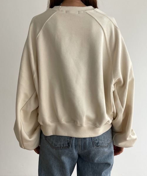 CANAL JEAN（キャナルジーン）の「El mar(エルマール) コットンクルーネック裏毛トレーナー（スウェット・レディース・ライトグリーン/ホワイト/クリーム・ONE SIZE）」の15枚目の写真