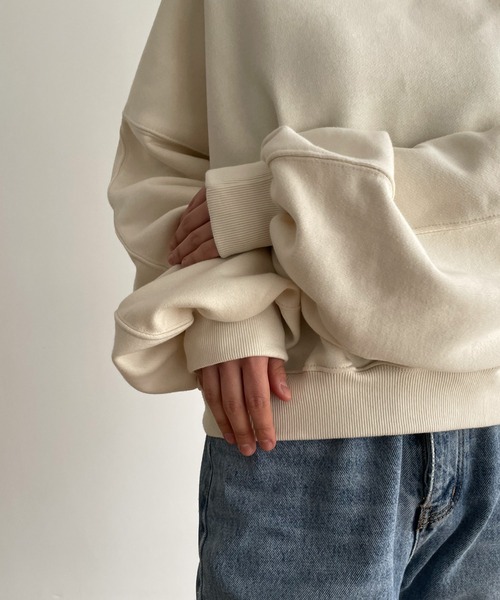 CANAL JEAN（キャナルジーン）の「El mar(エルマール) コットンクルーネック裏毛トレーナー（スウェット・レディース・ライトグリーン/ホワイト/クリーム・ONE SIZE）」の18枚目の写真