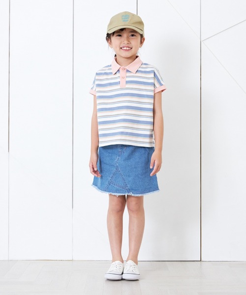 MAKE YOUR DAY（メイクユアデイ）の「無地とボーダー半袖ポロシャツ■80～140cm（Tシャツ/カットソー・キッズ・ネイビー/ピンク/オフホワイト/イエロー・110/130/100/140/120/90/80）」の10枚目の写真