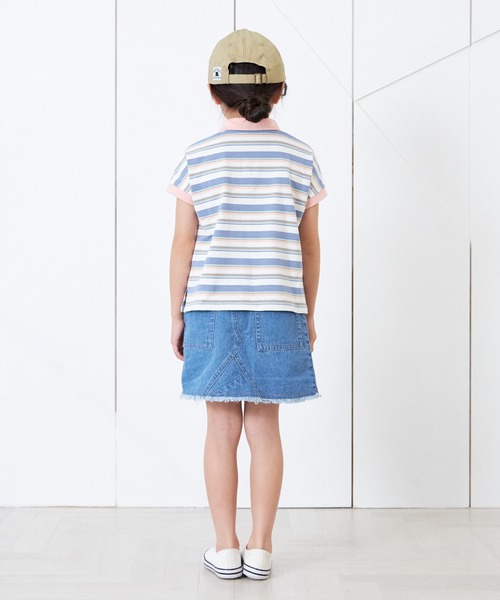 MAKE YOUR DAY（メイクユアデイ）の「無地とボーダー半袖ポロシャツ■80～140cm（Tシャツ/カットソー・キッズ・ネイビー/ピンク/オフホワイト/イエロー・110/130/100/140/120/90/80）」の11枚目の写真