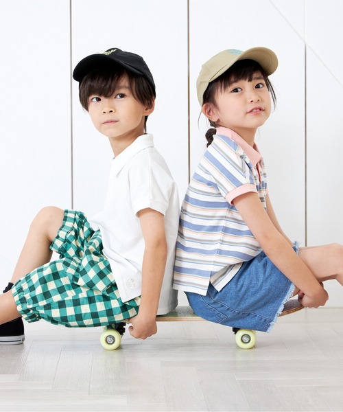 MAKE YOUR DAY（メイクユアデイ）の「無地とボーダー半袖ポロシャツ■80～140cm（Tシャツ/カットソー・キッズ・ネイビー/ピンク/オフホワイト/イエロー・110/130/100/140/120/90/80）」の13枚目の写真