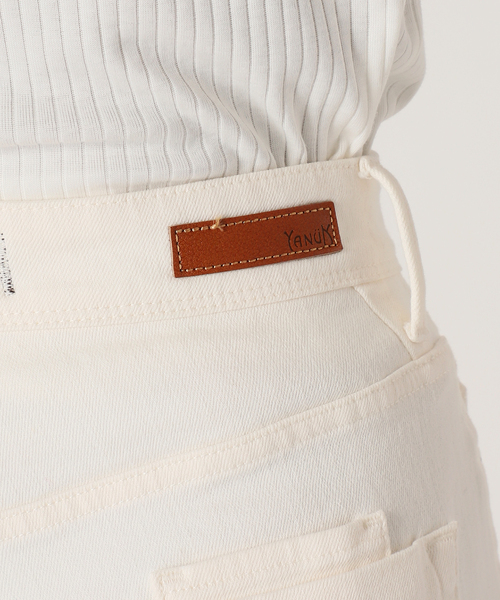 パンツ YANUK Semi Flare Cut Off White セール】【YANUK/ヤヌーク】Semi Flare Cut Off White（デニム
