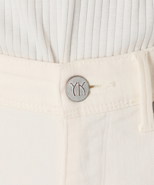 セール】【YANUK/ヤヌーク】Semi Flare Cut Off White（デニム