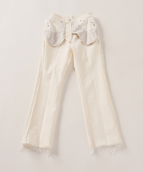 パンツ YANUK Semi Flare Cut Off White セール】【YANUK/ヤヌーク】Semi Flare Cut Off White（デニム