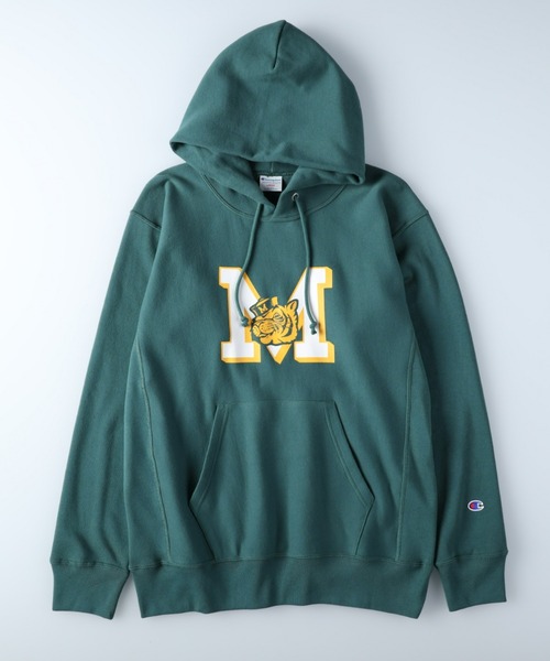 Champion（チャンピオン）の「【Champion】リバースウィーブプリントパーカー（パーカー・メンズ・ダークグリーン/ネイビー・L/M/XL）」の14枚目の写真