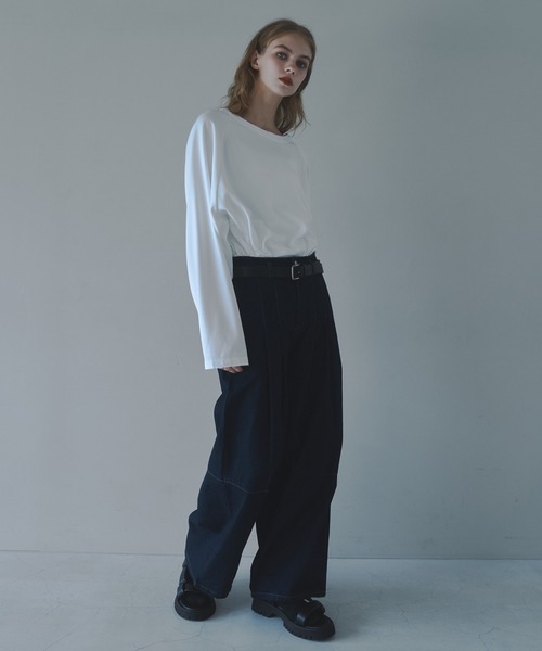 CUT OFF OVERSIZED LONG T-SHIRT - カットオフオーバーサイズロングTシャツ（Tシャツ/カットソー）｜DOOPZ（ドープス）