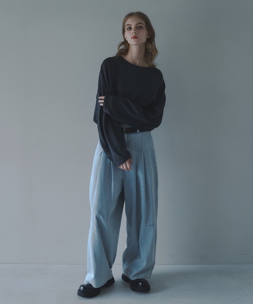 CUT OFF OVERSIZED LONG T-SHIRT - カットオフオーバーサイズロングTシャツ（Tシャツ/カットソー）｜DOOPZ（ドープス）