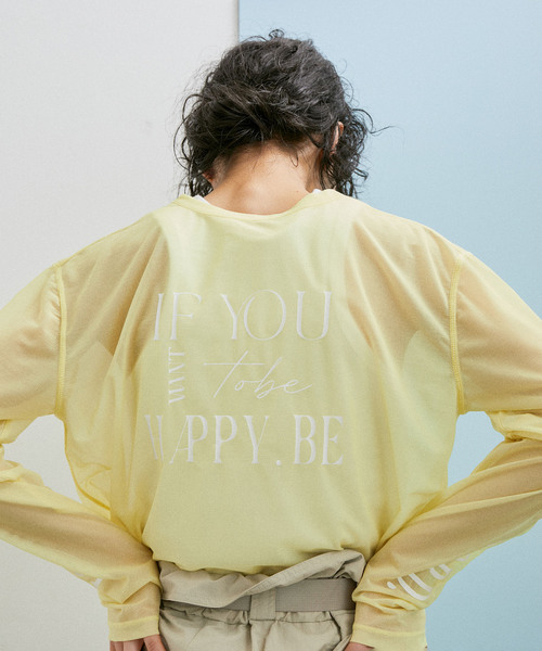 ADAM ET ROPE'（アダムエロペ）の「【WEB限定(一部店舗展開あり)】ロゴプリントシアーT（Tシャツ/カットソー・レディース・ブラック/ホワイト/イエロー・FREE）」の3枚目の写真