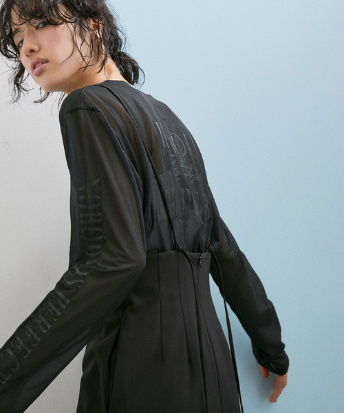 ADAM ET ROPE'（アダムエロペ）の「【WEB限定(一部店舗展開あり)】ロゴプリントシアーT（Tシャツ/カットソー・レディース・ブラック/ホワイト/イエロー・FREE）」の2枚目の写真