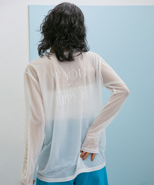 ADAM ET ROPE'（アダムエロペ）の「【WEB限定(一部店舗展開あり)】ロゴプリントシアーT（Tシャツ/カットソー・レディース・ブラック/ホワイト/イエロー・FREE）」の8枚目の写真