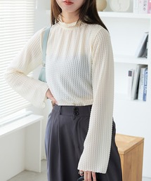 ECRIRE | 素材でアクセント。裾スリットポコポコシアーハイネックプルオーバー(Tシャツ/カットソー)