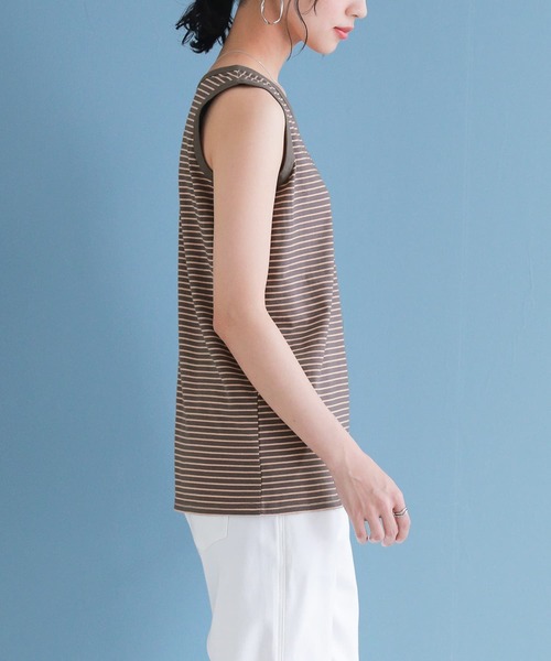 n'OrLABEL（ノアールレーベル）の「【廃盤】『細ボーダー柄パイピングタンクトップ』（タンクトップ・レディース・オフホワイト/ブルー/ブラック/チャコール・1/2）」の20枚目の写真