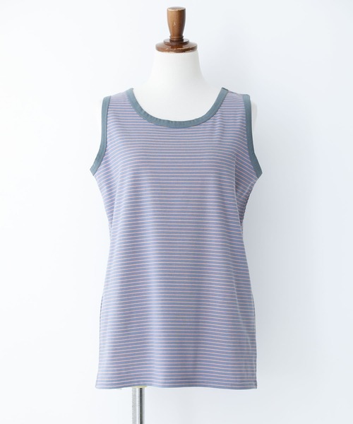 n'OrLABEL（ノアールレーベル）の「【廃盤】『細ボーダー柄パイピングタンクトップ』（タンクトップ・レディース・オフホワイト/ブルー/ブラック/チャコール・1/2）」の9枚目の写真