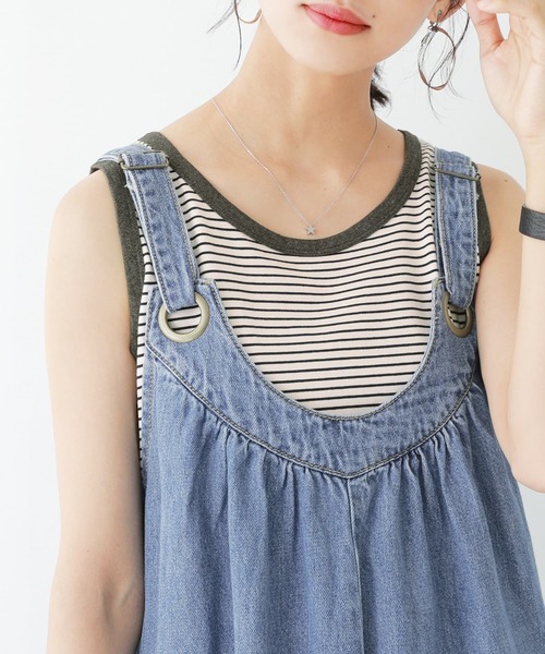 n'OrLABEL（ノアールレーベル）の「【廃盤】『細ボーダー柄パイピングタンクトップ』（タンクトップ・レディース・オフホワイト/ブルー/ブラック/チャコール・1/2）」の18枚目の写真