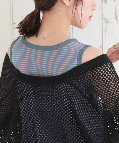 n'OrLABEL（ノアールレーベル）の「【廃盤】『細ボーダー柄パイピングタンクトップ』（タンクトップ・レディース・オフホワイト/ブルー/ブラック/チャコール・1/2）」の21枚目の写真