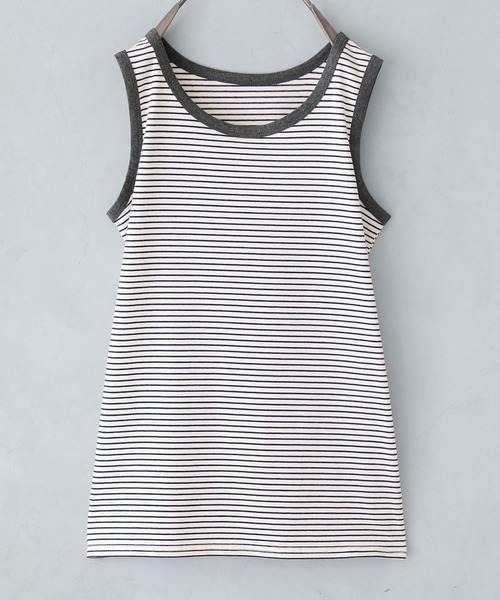 n'OrLABEL（ノアールレーベル）の「【廃盤】『細ボーダー柄パイピングタンクトップ』（タンクトップ・レディース・オフホワイト/ブルー/ブラック/チャコール・1/2）」の22枚目の写真