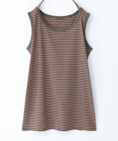 n'OrLABEL（ノアールレーベル）の「【廃盤】『細ボーダー柄パイピングタンクトップ』（タンクトップ・レディース・オフホワイト/ブルー/ブラック/チャコール・1/2）」の7枚目の写真