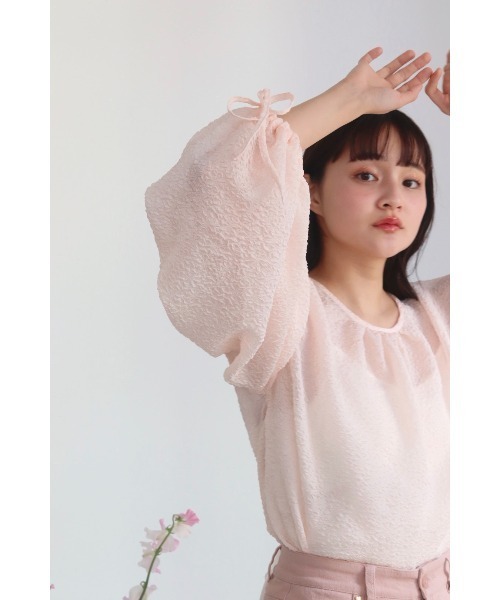 muguet（ミュゲ）の「emboss volume blouse（シャツ/ブラウス・レディース・ピンク/ホワイト・FREE）」の11枚目の写真