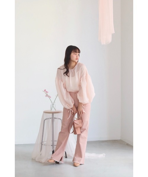 muguet（ミュゲ）の「emboss volume blouse（シャツ/ブラウス・レディース・ピンク/ホワイト・FREE）」の9枚目の写真