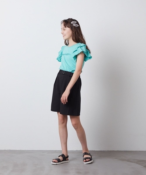 a.v.v（アーヴェヴェ）の「[100-130]【マイルドライナーコラボ】袖フリルロゴカットソー（Tシャツ/カットソー・キッズ・グリーン/ライトブルー/レッド・120/130/100/110）」の11枚目の写真