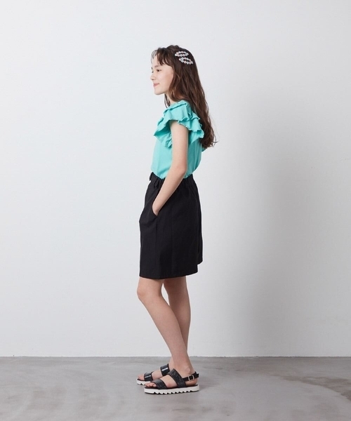 a.v.v（アーヴェヴェ）の「[100-130]【マイルドライナーコラボ】袖フリルロゴカットソー（Tシャツ/カットソー・キッズ・グリーン/ライトブルー/レッド・120/130/100/110）」の22枚目の写真