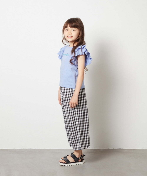 a.v.v（アーヴェヴェ）の「[100-130]【マイルドライナーコラボ】袖フリルロゴカットソー（Tシャツ/カットソー・キッズ・グリーン/ライトブルー/レッド・120/130/100/110）」の16枚目の写真