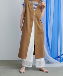 miette（ミエット）の「フロントジップVネックロングジレ（ノーカラージャケット）」