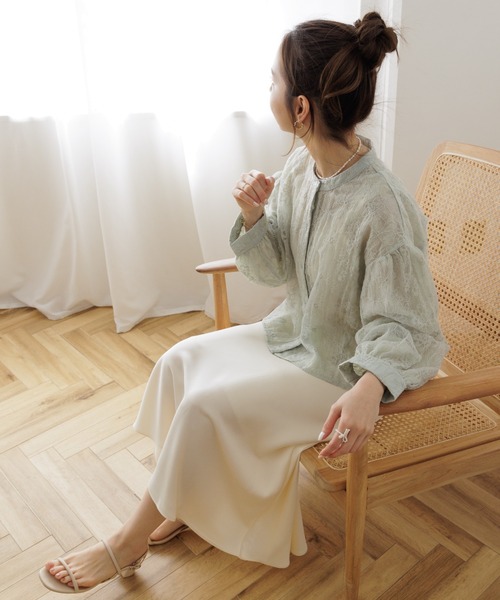 flower（フラワー）の「シルキーフレアスカート（スカート・レディース・アイボリー/ピンク・FREE）」の5枚目の写真