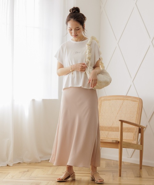 flower（フラワー）の「シルキーフレアスカート（スカート・レディース・アイボリー/ピンク・FREE）」の10枚目の写真