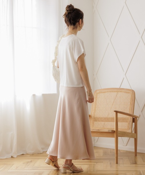 flower（フラワー）の「シルキーフレアスカート（スカート・レディース・アイボリー/ピンク・FREE）」の12枚目の写真