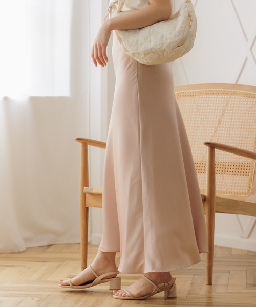 flower（フラワー）の「シルキーフレアスカート（スカート・レディース・アイボリー/ピンク・FREE）」の6枚目の写真