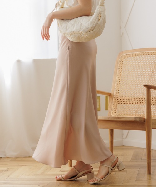 flower（フラワー）の「シルキーフレアスカート（スカート・レディース・アイボリー/ピンク・FREE）」の7枚目の写真