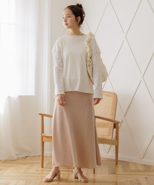 flower（フラワー）の「シルキーフレアスカート（スカート・レディース・アイボリー/ピンク・FREE）」の13枚目の写真