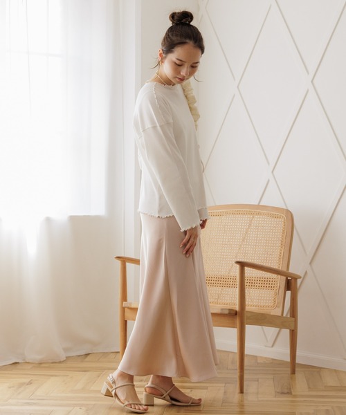 flower（フラワー）の「シルキーフレアスカート（スカート・レディース・アイボリー/ピンク・FREE）」の14枚目の写真