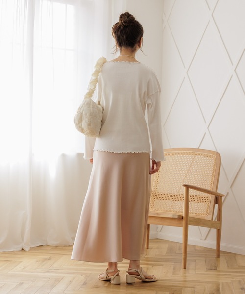 flower（フラワー）の「シルキーフレアスカート（スカート・レディース・アイボリー/ピンク・FREE）」の15枚目の写真