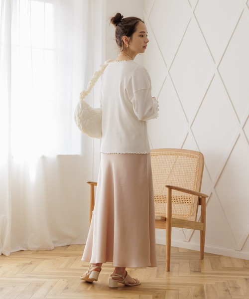 flower（フラワー）の「シルキーフレアスカート（スカート・レディース・アイボリー/ピンク・FREE）」の16枚目の写真