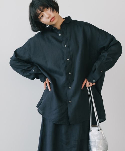 TICCA(ティッカ)の「TICCA/ティッカ リネンスクエアビッグシャツ UNI(シャツ/ブラウス・レディース・ブラック/ホワイト/ピンク/カーキ/ブルー・FREE)」の3枚目の写真