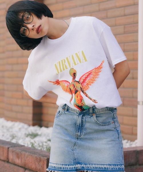 NIRVANA アートプリント Tシャツ Lサイズ ユーテロ NIRVANA アートプリント Tシャツ Lサイズ ユーテロ GOOD ROCK
