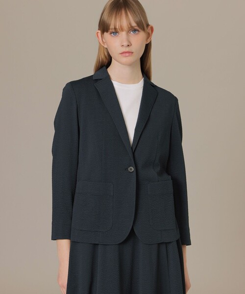 MACKINTOSH LONDON(マッキントッシュ ロンドン)の「サッカーストレッチジャケット(テーラードジャケット・レディース・オフホワイト/ネイビー・38/40)」の2枚目の写真