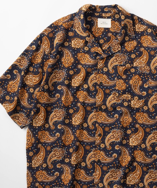 make a ray!（メイク ア レイ！）の「レーヨン総柄 オープンカラー ヴィンテージテイスト アロハシャツ/ 半袖シャツ/ボックスシルエット（シャツ/ブラウス・メンズ・ダークブラウン/ベージュ/ホワイト/ブラック/パープル/ブラウン/ネイビー/グレー・M/L/XL）」の7枚目の写真