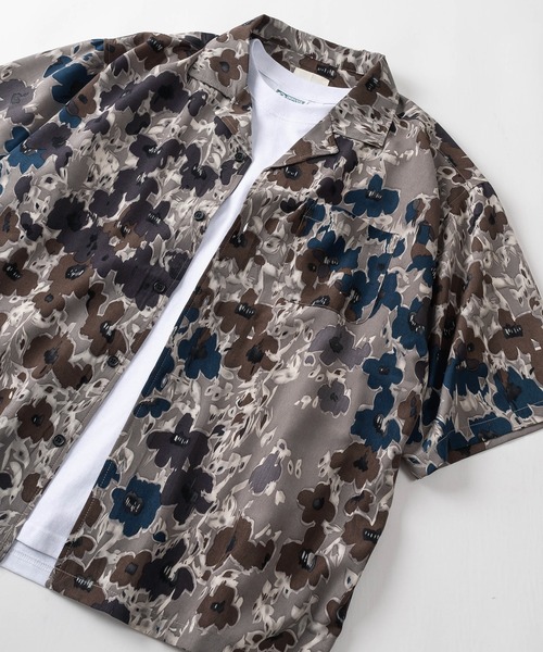 make a ray!（メイク ア レイ！）の「レーヨン総柄 オープンカラー ヴィンテージテイスト アロハシャツ/ 半袖シャツ/ボックスシルエット（シャツ/ブラウス・メンズ・ダークブラウン/ベージュ/ホワイト/ブラック/パープル/ブラウン/ネイビー/グレー・M/L/XL）」の22枚目の写真