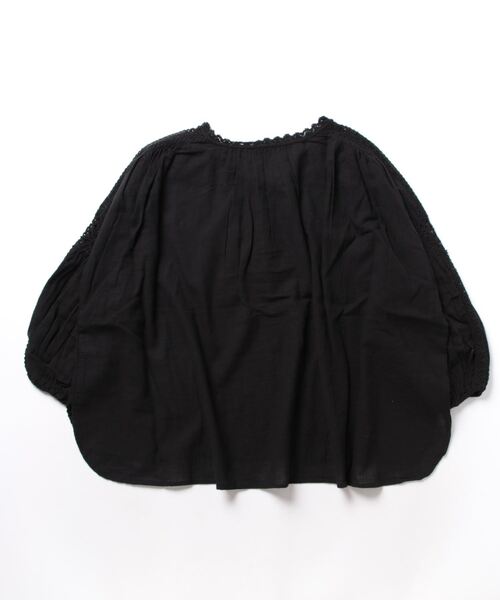 REAL CUBE（リアルキューブ）の「コットンスラブレースアップブラウス（シャツ/ブラウス・レディース・ブラック/オフホワイト・FREE）」の3枚目の写真