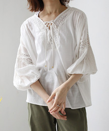 REAL CUBE | コットンスラブレースアップブラウス(シャツ/ブラウス)