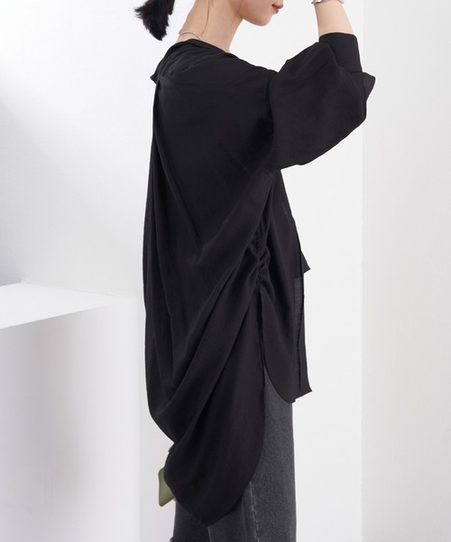 SHENERY（シーナリー）の「バンドカラーサイドギャザーシャツ（シャツ/ブラウス・レディース・アイボリー/ブラック・FREE）」の18枚目の写真