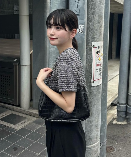 solleim(ソルレム)の「ショート丈ツイードサマージャケット(ノーカラージャケット・レディース・ブラック/オフホワイト/ブルー/ブラック系・M)」の21枚目の写真