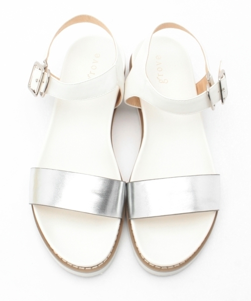 grove(グローブ)の「ストラップフットベッドサンダル(サンダル・レディース・ホワイト/シルバー/ブラック・35/25/45)」の6枚目の写真