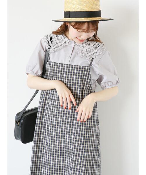 ehka sopo（エヘカソポ）の「チェックキャミワンピース（ワンピース・レディース・イエロー/ミント/ネイビー・F）」の4枚目の写真